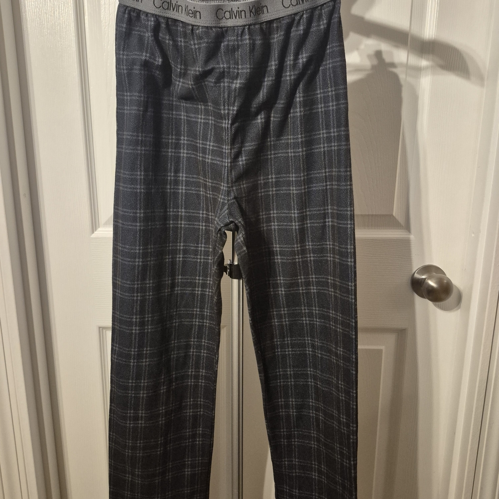 Calvin Klein Black and Gray Plaid Lounge Pants-Youth 10-12